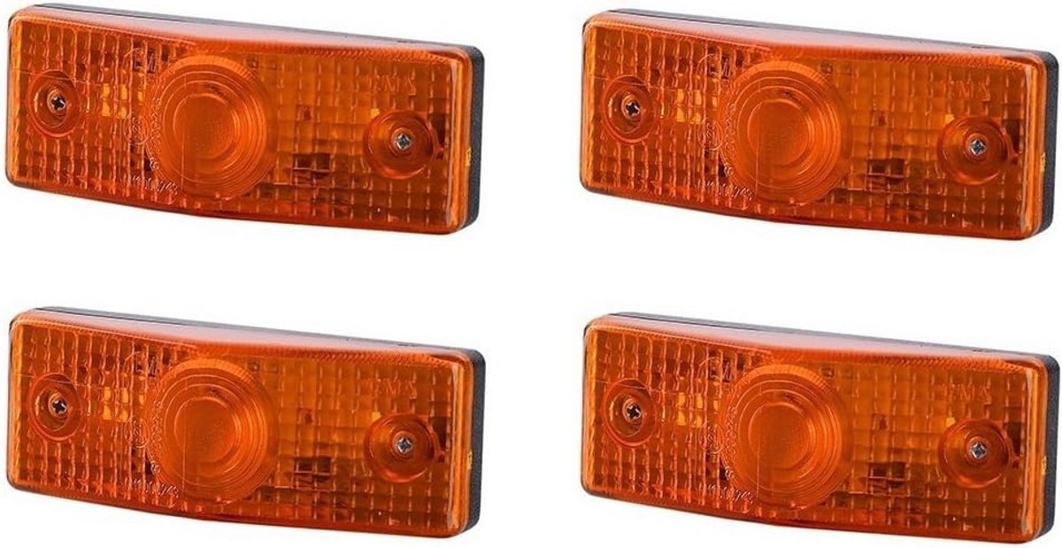 4 x oranje rubberen led-markeringslicht, zijmarkeringslicht 12 V/24 V, met e-goedkeuring, platte positielamp voor auto, vrachtwagen, autolamp met gele lichtkleur