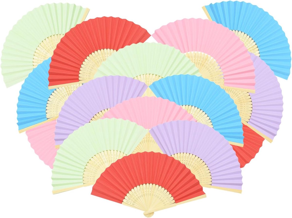 15 stuks waaiers, bruiloftszomer, handwaaier, vouwventilator, gastgeschenken, bruiloft, decoratie (meerkleurig A)