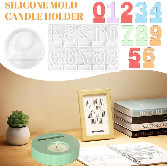 2 stuks Siliconen Gietvormen, Gietvormen, Moule à Bougie 3D Fait à La Main, Moule Bougie Silicone, Moule En Silicone Pour Bougeoir, Pour La Décoration D'un Anniversaire, D'un Mariage — afbeelding 3