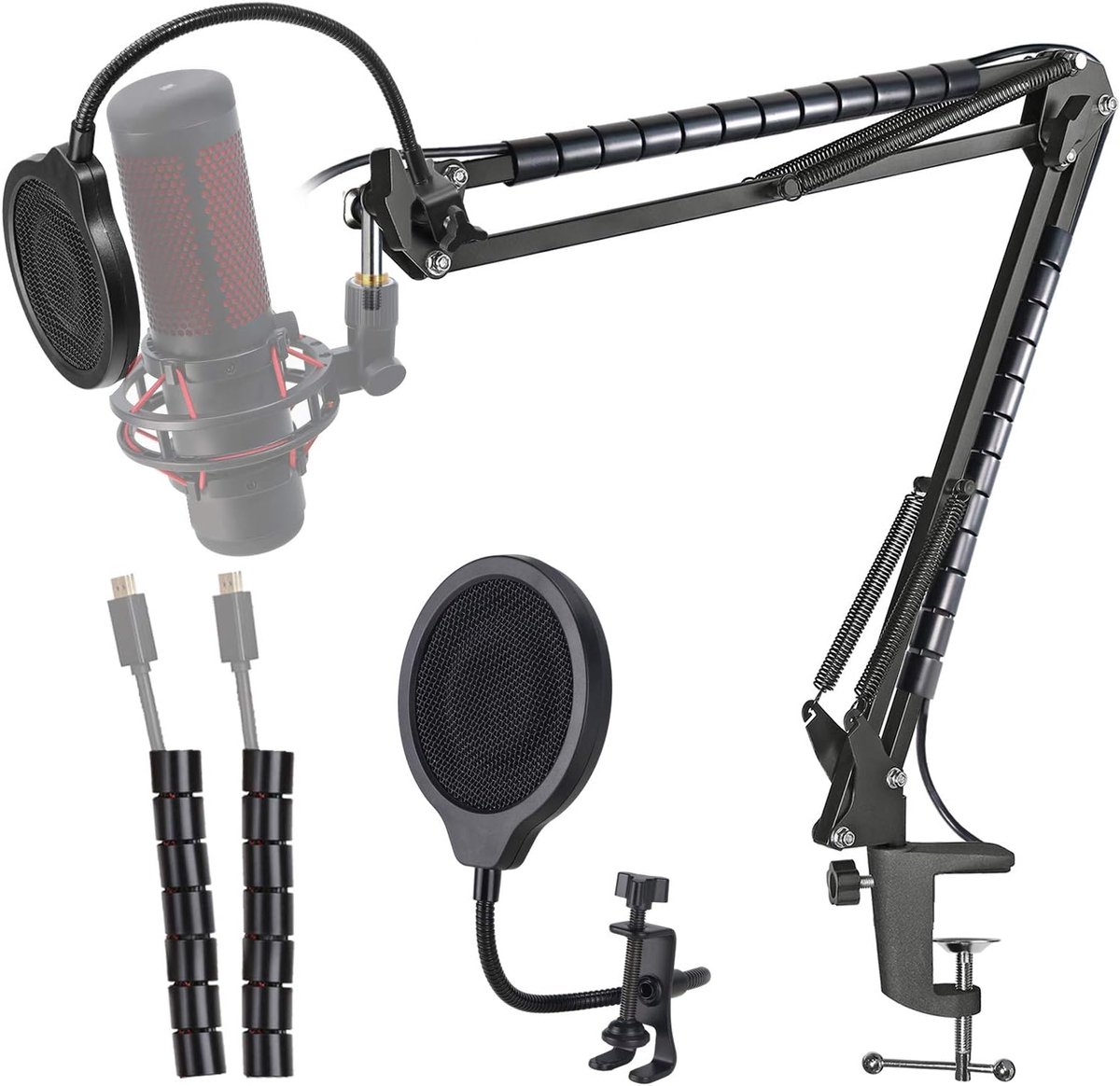 QuadCast Boom Arm met Mic Pop Filter - Microfoonstandaard en 3-laags Pop Filter voor HyperX QuadCast S Gaming Mic door YOUSHARES