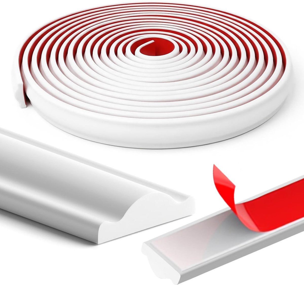 Omgoods - Zelfklevende 3D Muurlijst, Wit, Flexibele Dado-Rail 3,5m x 27mm