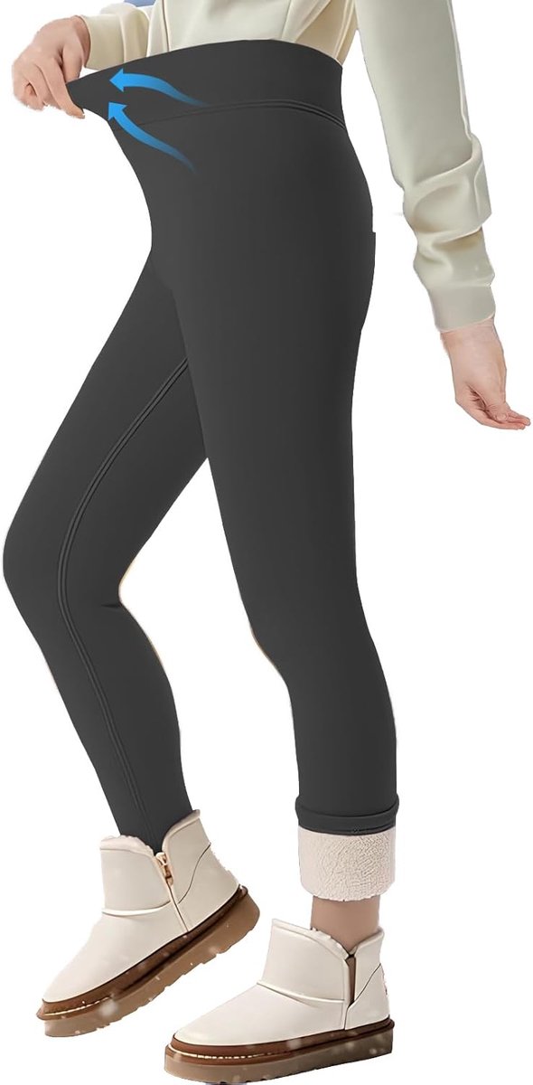 Leggings voor kinderen, gevoerd, met fleece, hoge taille, thermisch ondergoed, dikke warme lange broek voor dagelijks gebruik