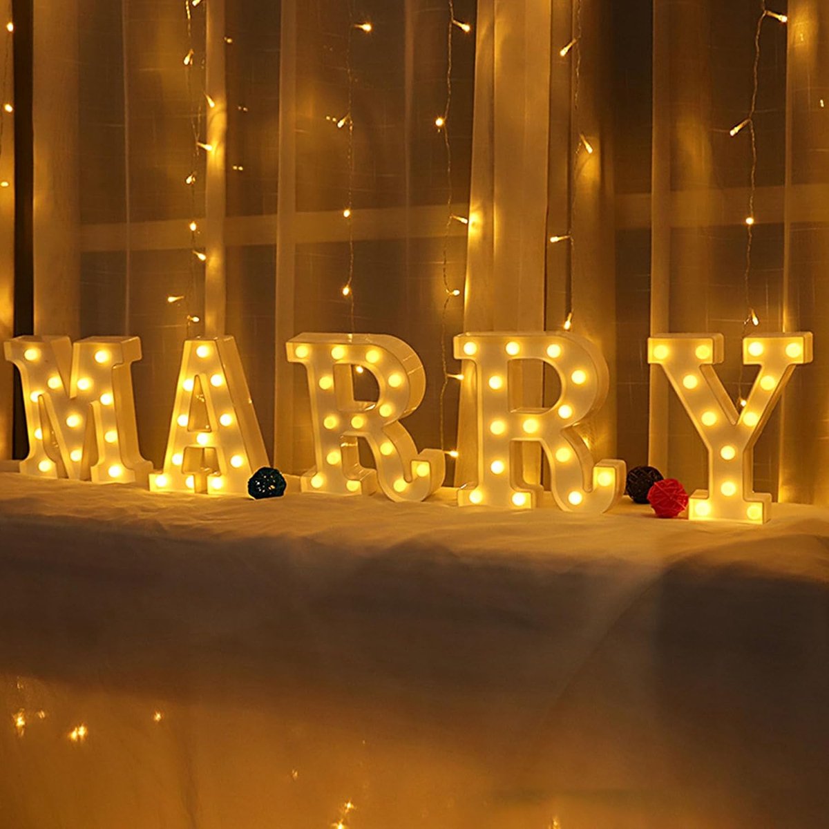 Bruiloft Decoratieve Leiden Verlichte Letterlichten Trouwen Teken, Marquee Teken, Neon Licht Up Letters, Bruiloft Decor (MARRY)