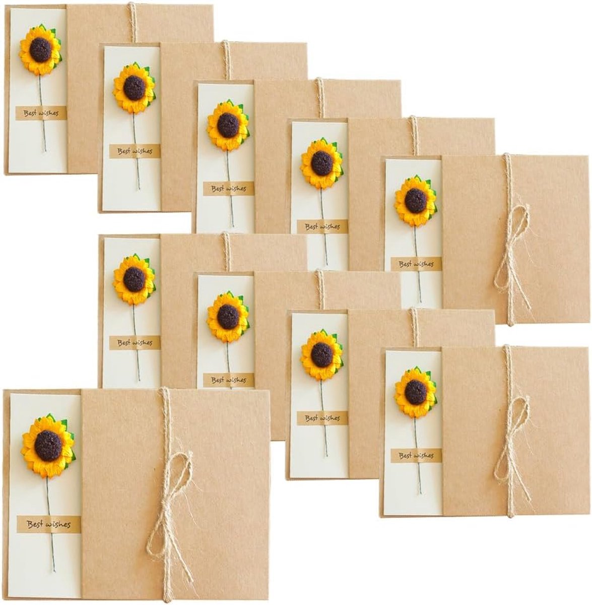 10 Stk Gedroogde Bloemen Wenskaart,voor bedankkaartjes,Brown | Kraftpapier,17×12cm,Scheurt of vervormt niet gemakkelijk,Zelf te maken,Gevoelens uiten,voor Bruiloften,Lerarendag,Kerstmis