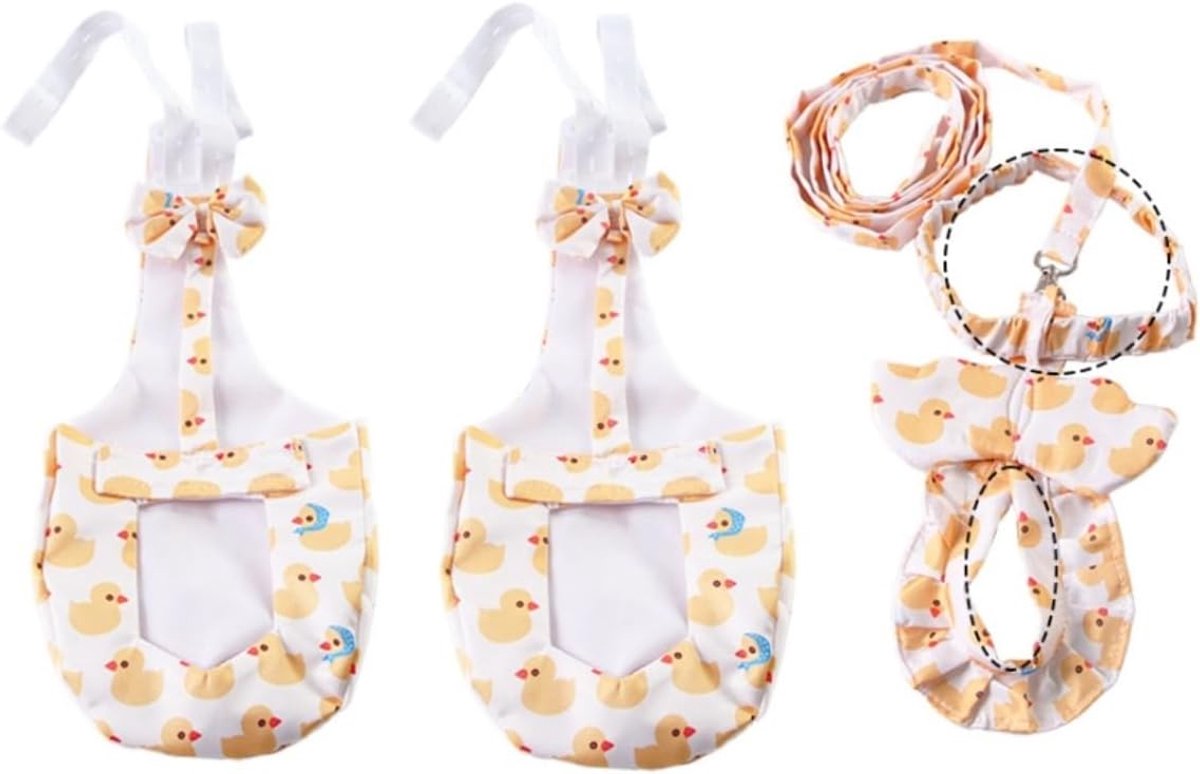 pluimveeluiken 3-pack met riem - 2 katoenen luiers voor kippen, eenden, ganzen - Hygiënische oplossing voor hennen, kuikens en watervogels - Comfortabele herbruikbare uitwerpselenluiers