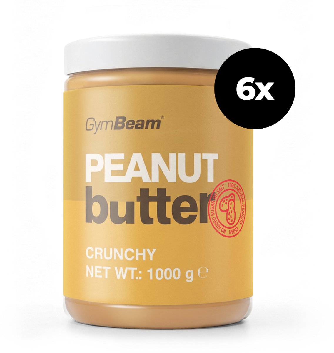 GymBeam Pindakaas 6 x 1000 g knapperig