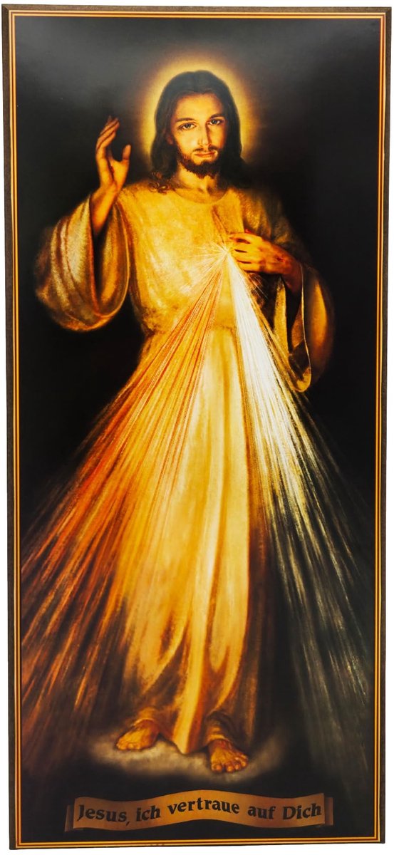 Omgoods - Lunexus Goede Jezus Wanddecoratie - Houten Schilderij 34,5 x 15,5 cm