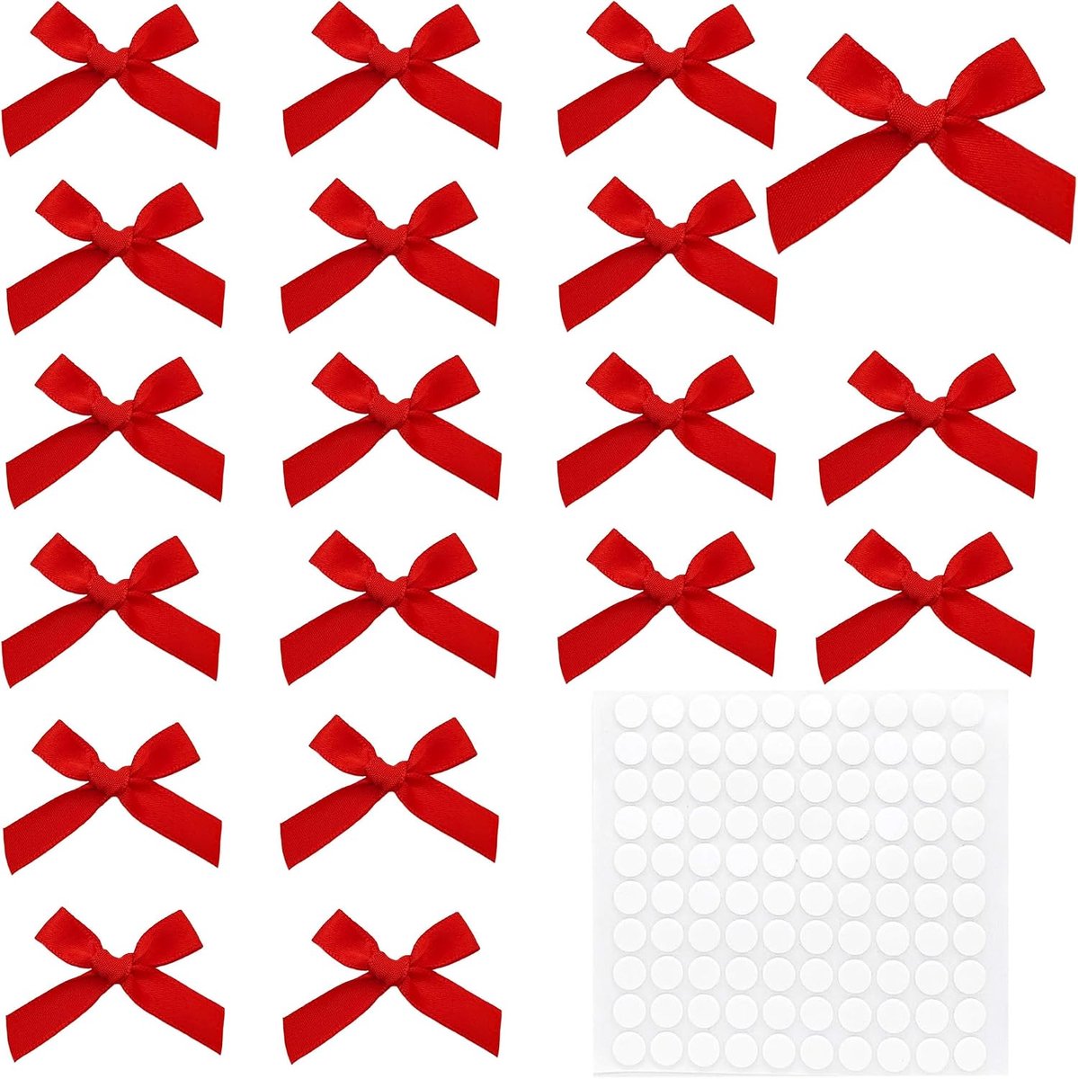 100 stuks satijnen strikband, zelfklevend, voor doe-het-zelf, zelfklevend, strik, cadeau, kleine satijnen lint, decoratie, strikken, kant-en-klare strikken, cadeaus voor bruiloft, feest, Kerstmis