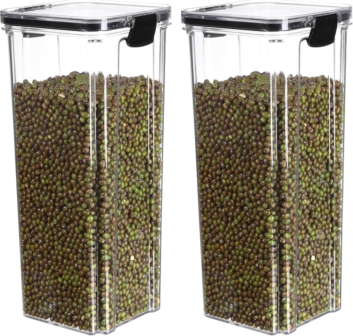 2 Pack 60 oz. opslag van granen containers, meel suiker opslagcontainers, luchtdichte voorraadcontainers, luchtdichte containers, voedselcontainers met deksels luchtdicht (A)