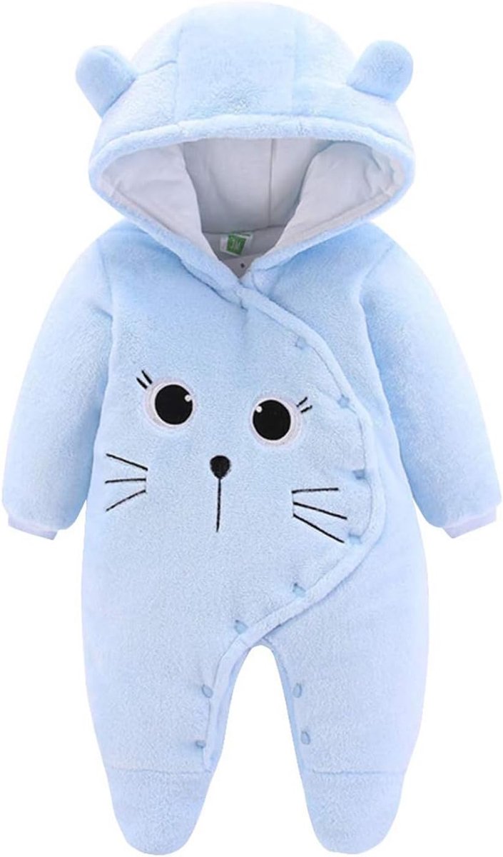 winter-tuinbroek voor pasgeborenen, flanel, playsuit met voeten, sweatshirt met capuchon, cartoon, 0-12 maanden
