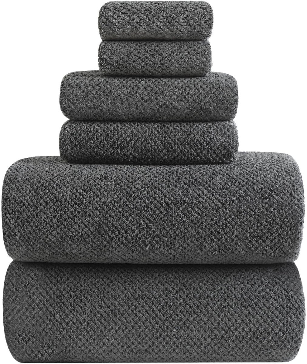 Omgoods - Handdoek Badhanddoek Set van 6 - 80% Polyestervezel, Groot en Lichtgewicht