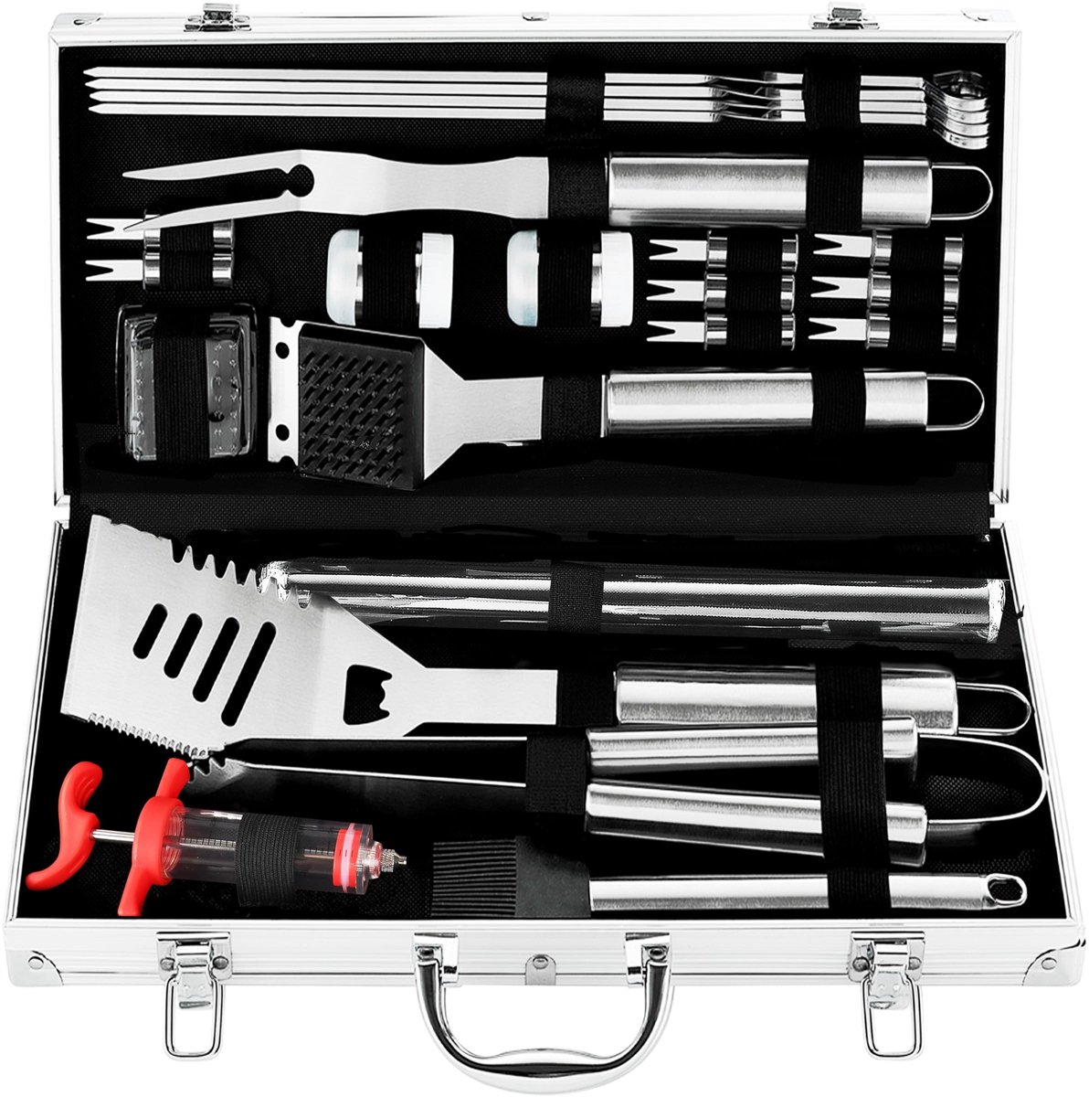 Omgoods - Grillset - 24 Stuks RVS Accessoires in Opbergkoffer