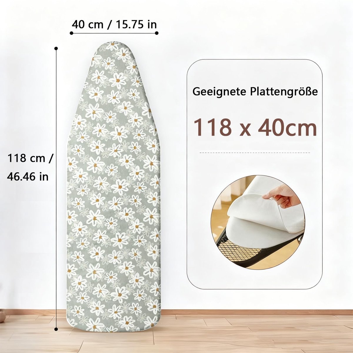 Omgoods - Strijkplankhoes 117-125 x 37-45 cm met Elastiek