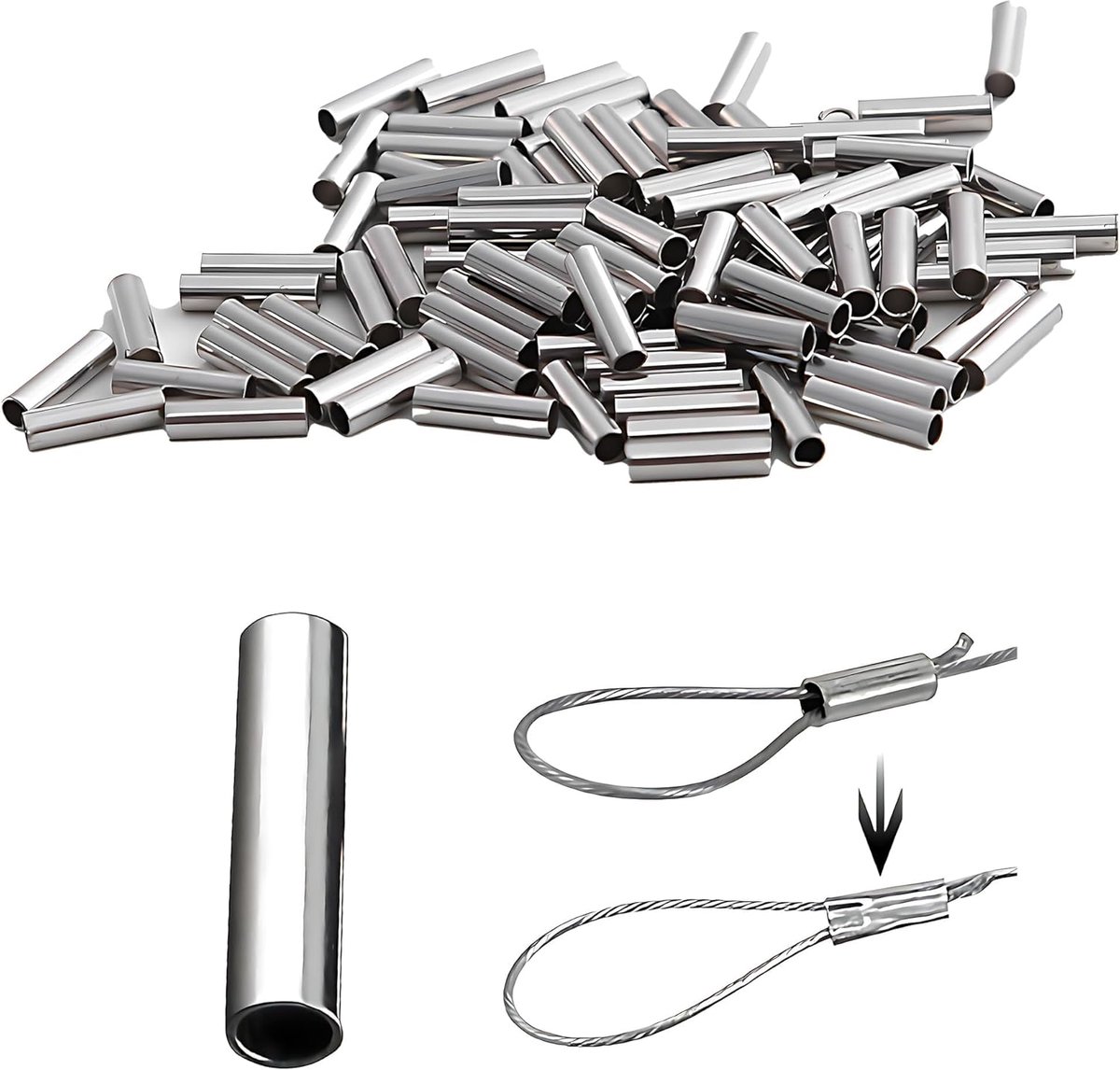 100 Stuks 2mm Krimphulzen Voor Onderlijnen En Vishaak Montage | Visaccessoire Voor Vissers, Metalen Klemhulzen Voor Onderlijnbouw En Spinvissen Met Betrouwbare Bevestiging
