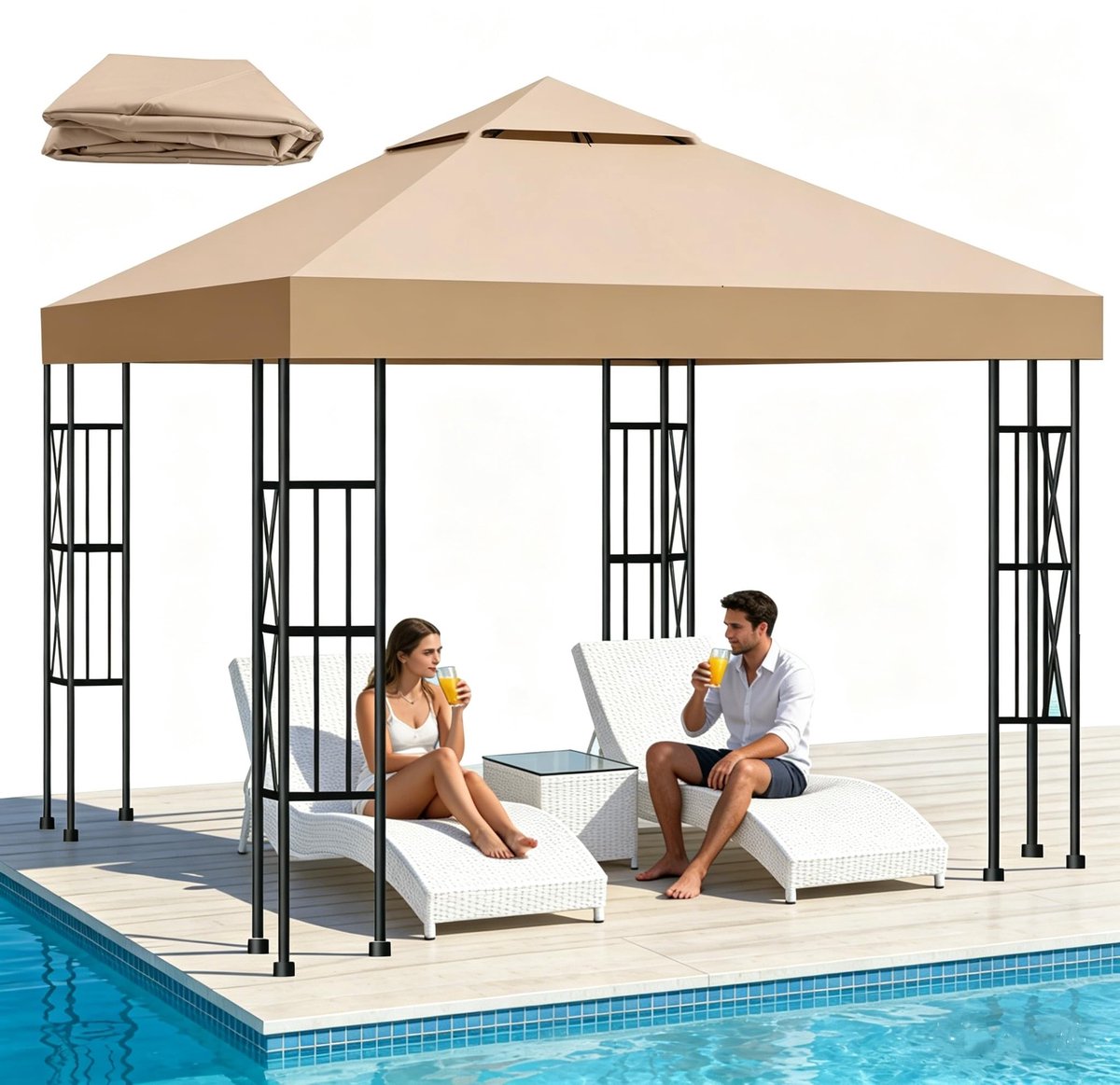 Omgoods - Vervangend Gazebo Dak 3x3 m - Waterdicht en UV-bescherming