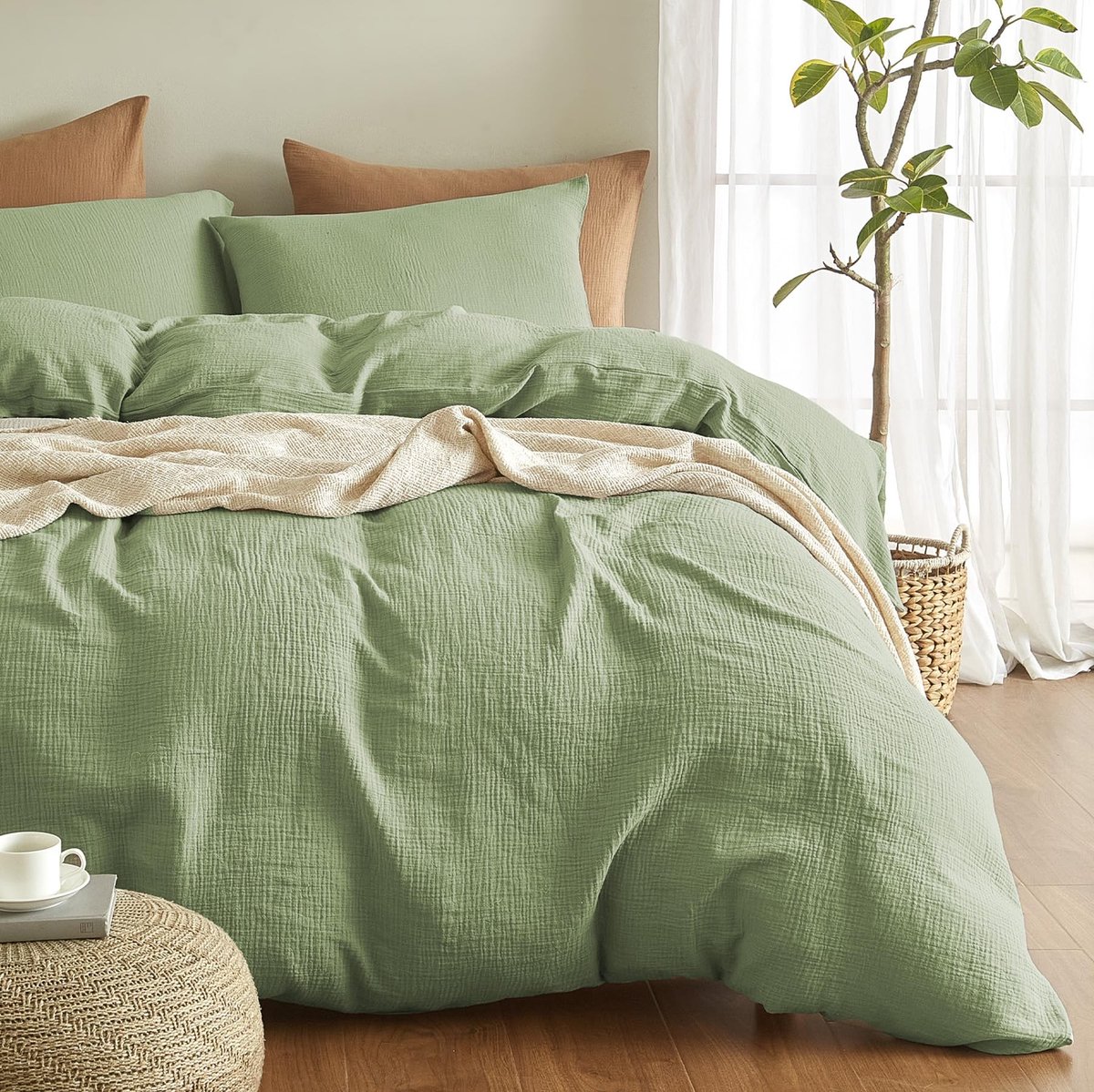 Omgoods - Musselin Bedlinnen Set 135 x 200 cm met Kussenslopen