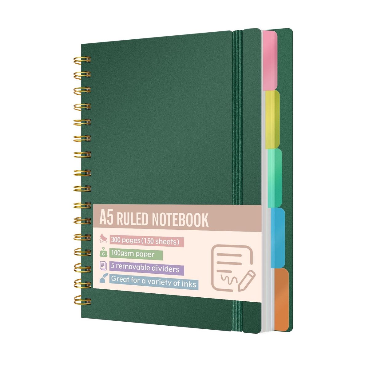 Omgoods - A5 Notebook met 5 Verwijderbare Dividers - 300 Pagina's Hardcover