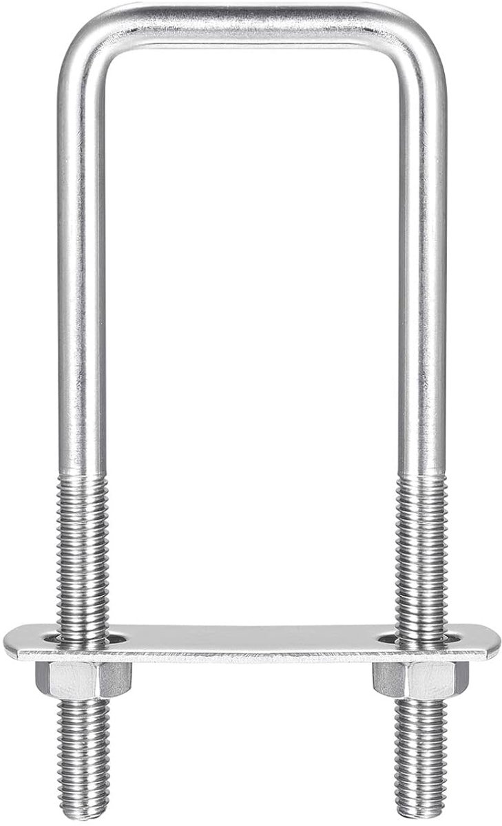 U-bouten M8 x 47 mm x 80 mm, U-beugel, U-schroeven, vierkante beugelschroef 304 roestvrij staal met moeren, platen, klemschroef voor dakkoffer, omheining, auto slepen bevestiging