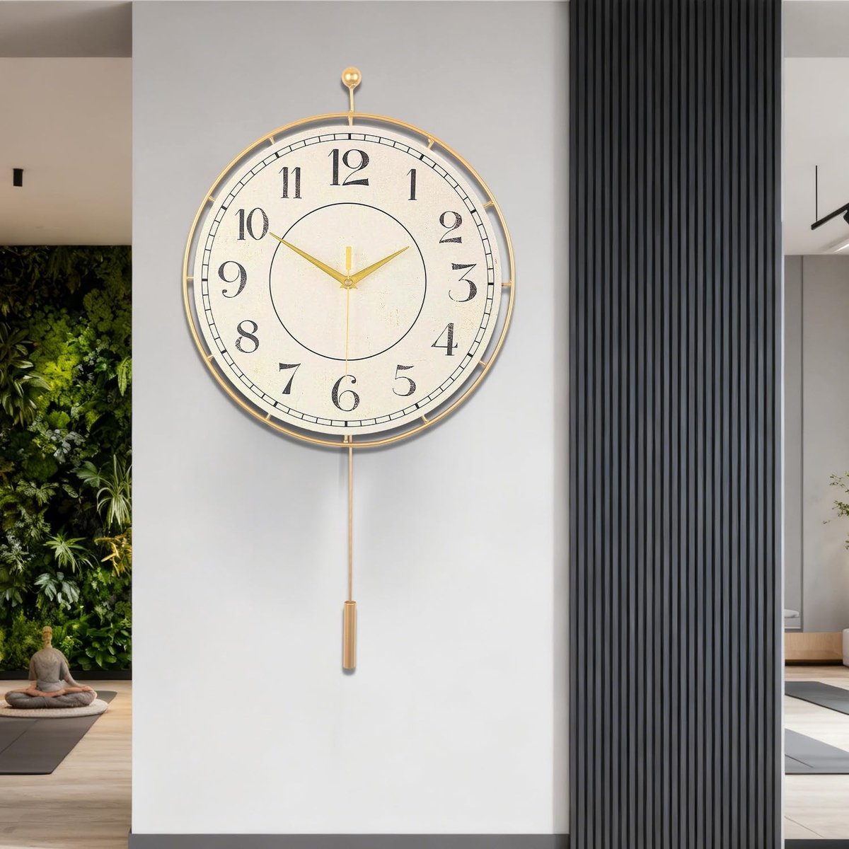 Omgoods - Decoratieve Moderne Wandklok met Pendule - Stille batterij-aangedreven klok voor woonkamer en keuken