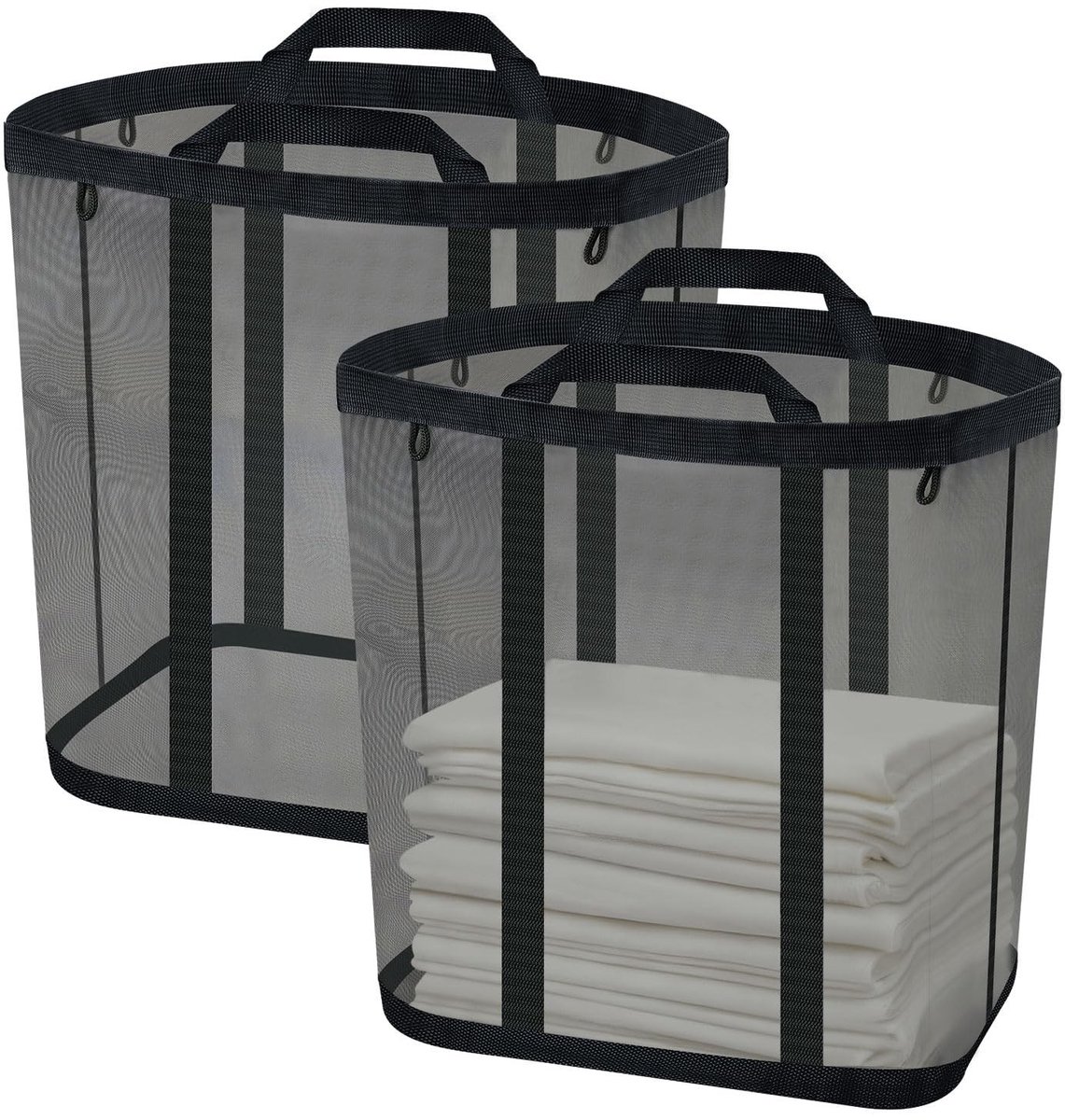 Omgoods - Mesh Wasmand met Handvatten en Vouwbaar Ontwerp (2 Stuks)