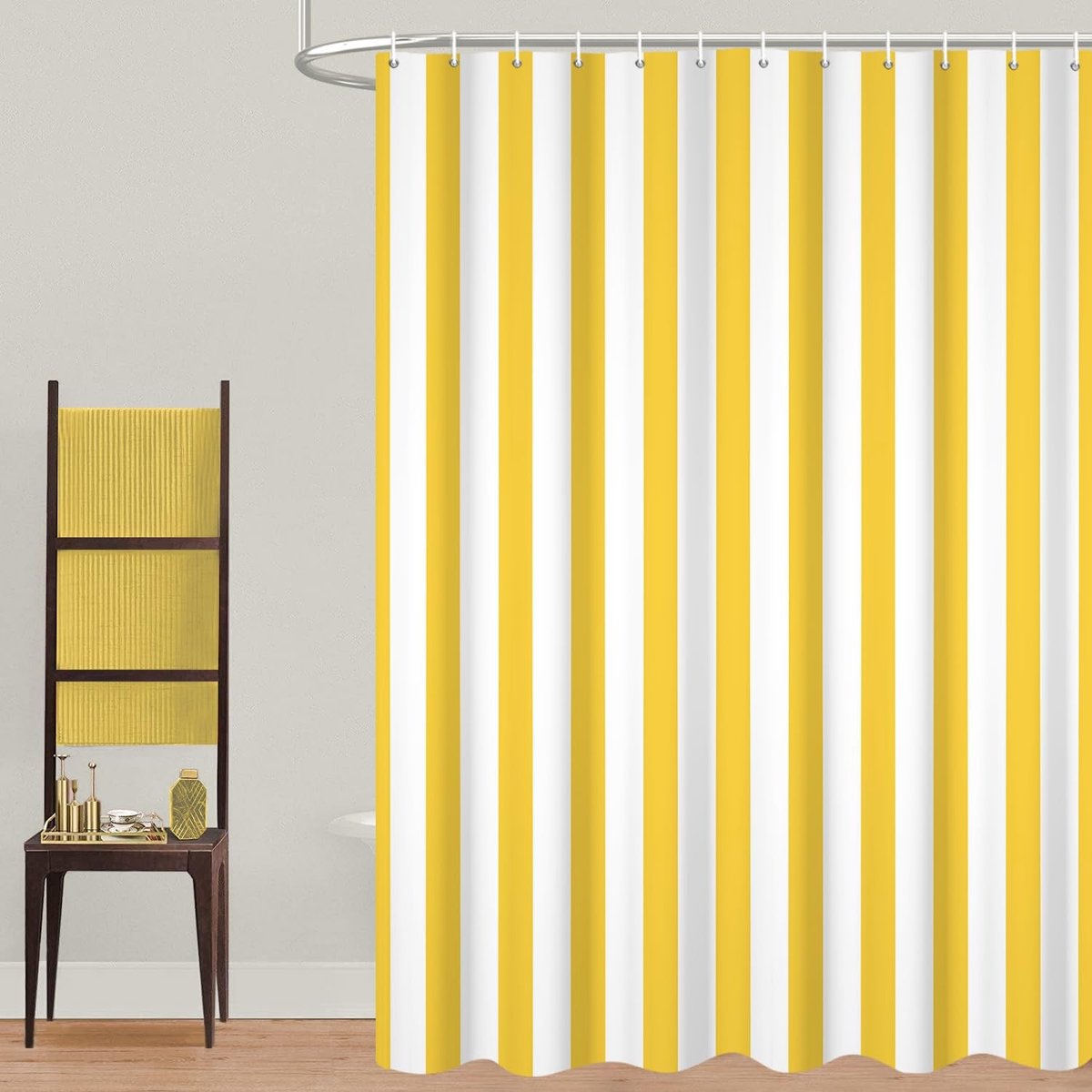 Omgoods - Moderne Douchgordijn 120x200cm Geel en Wit Gestreept