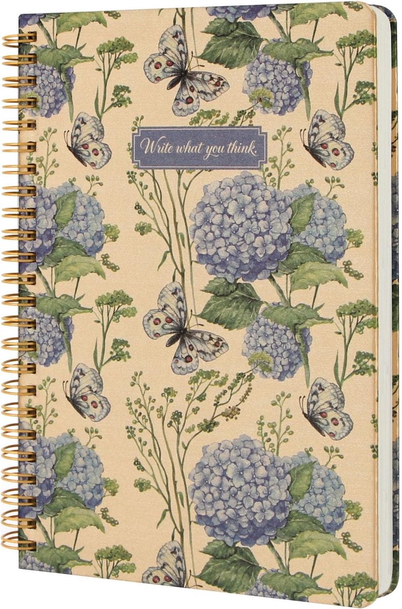 spiraalgebonden notitieboek, spiraalgebonden dagboek, A5 notitieboek, spiraalvormig gevoerd, 160 pagina's, werknotitieboek, spiraalgebonden notitieboek A5, werknotitieblok, vlinderdauw