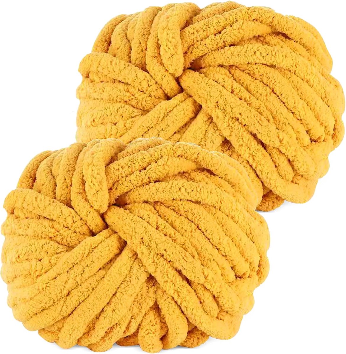 Wol 2 Stuks 500g, Chunky Garens voor Arm Breien en Haken van Dekens, XXL Reuzenwol voor Breien van Sjaals, Mutsen en Huisdiernest - Donkergeel
