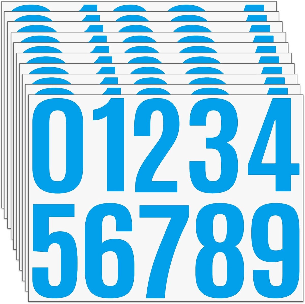 100 stuks, 10 cm - grote cijferstickers, 10 vellen kleefcijfers, weerbestendig, vinyl cijferstickers voor brievenbus, adresnummer, huisnummer (blauw)