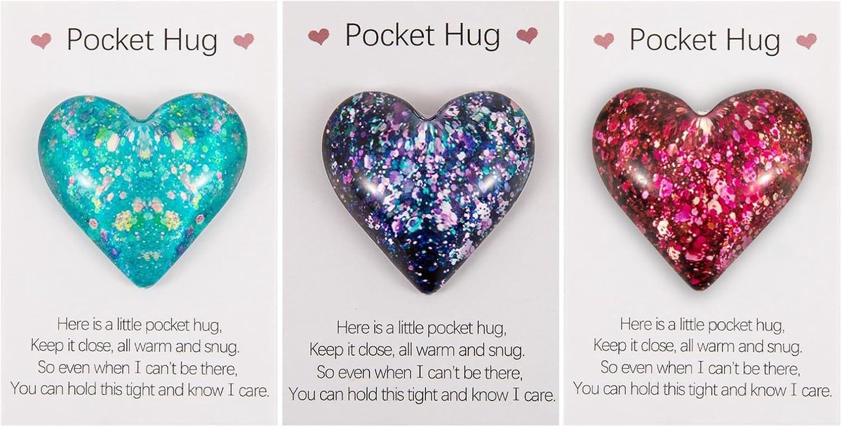 3 stuks prachtige pocket Hug Heart Set, Mini Leuke Knuffel Token in 3 Stijlen, Speciaal Aanmoedigend Cadeau voor Verjaardag, Kerstmis, Moederdag en Valentijnsdag