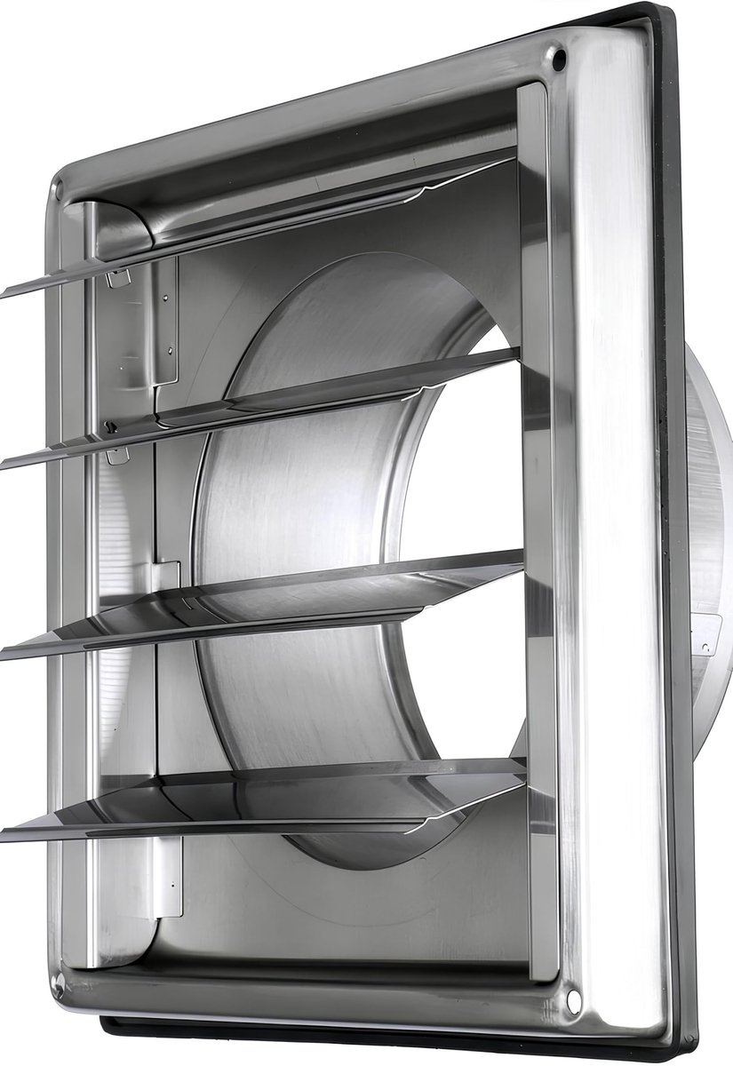 Omgoods - Roestvrijstalen Ventilatiegrille Ø 100 mm met Insectenbescherming en Movable Slats