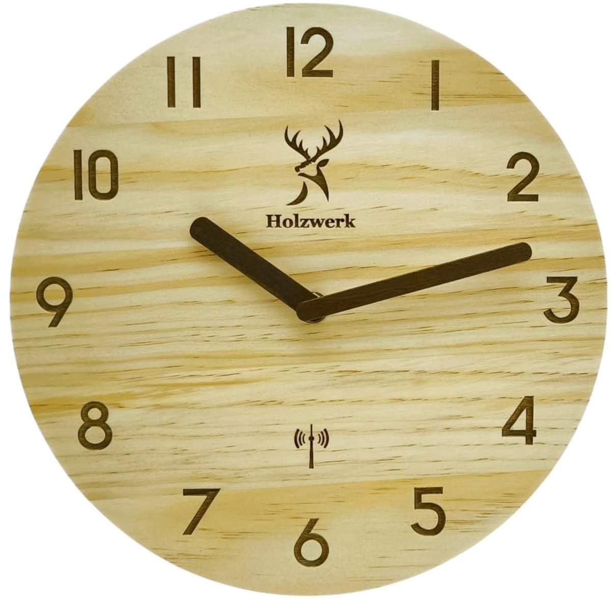 Omgoods - Radio-Gestuurde Houten Wandklok - Vintage Stijl en Stille Beweging