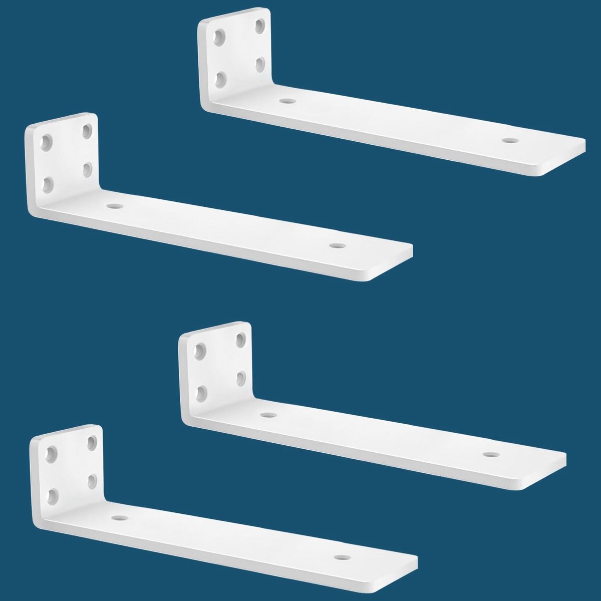 Omgoods - 4 Stuks Stevige Wandplankdragers - Witte Staal Steun voor 25 cm Planken