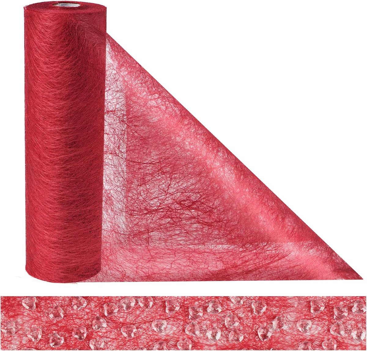 Tafellopers, Anstore Kerst Tafelloper 118"x9" Tafelloper Rol voor Kerst Tafel Middenstuk met 150 stuks Strass, Kerst Runner Decoratie voor Bruiloft Feest Kerst Tafel Decoratie