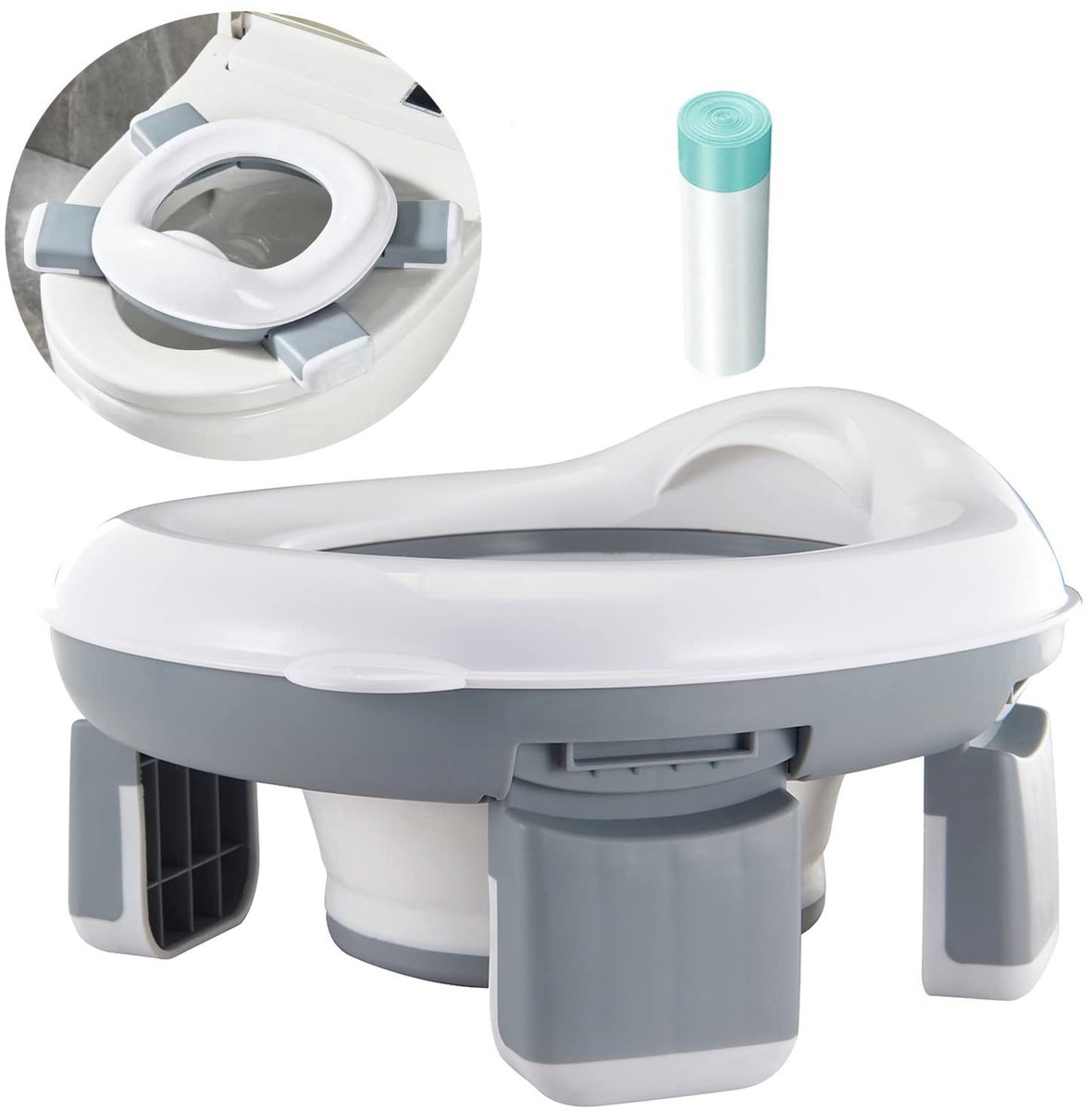 Omgoods - Vouwbare Portable Potty Training Stoel voor Peuters met Opbergzak