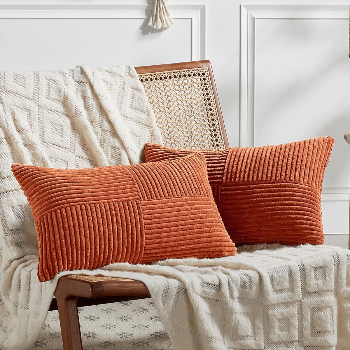 Omgoods - Set van 2 Kussenhoezen Caramel Corduroy 40 x 70 cm - Zacht en Modern