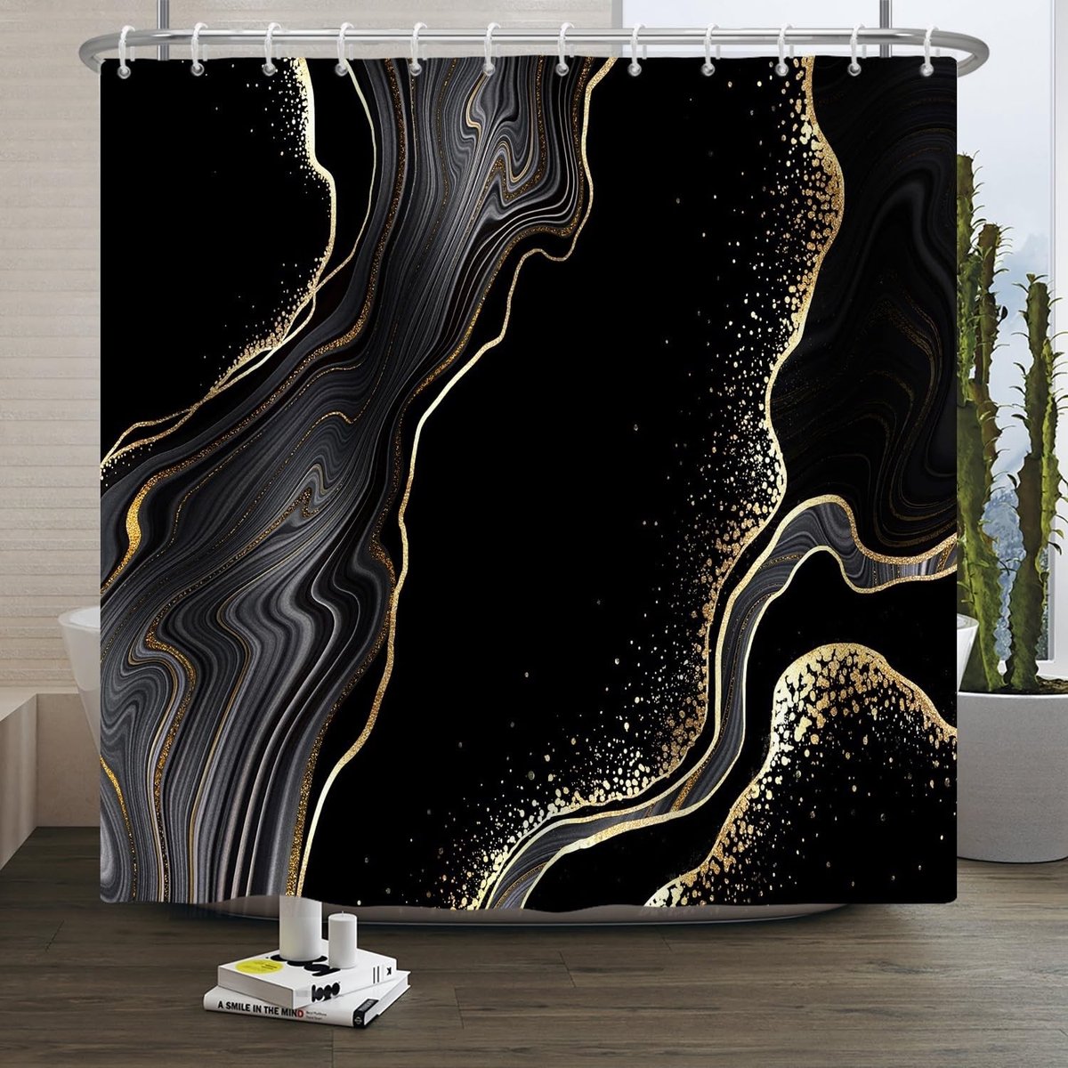 Omgoods - Douchgordijn met Marmerlook 180x220 cm Waterdicht