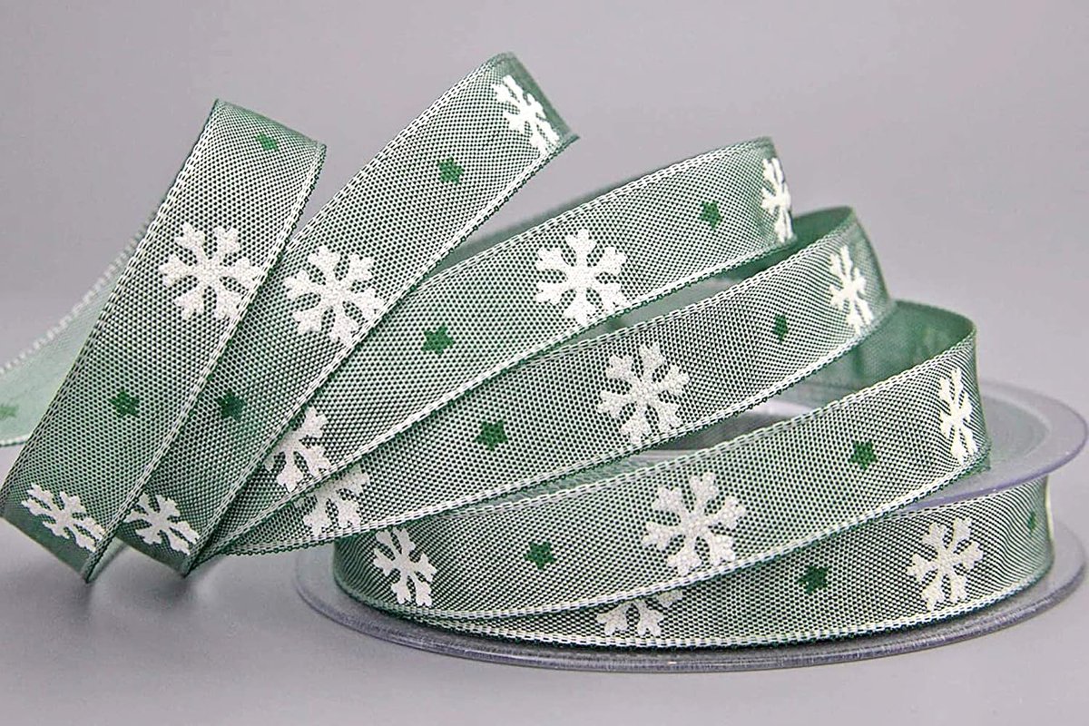 finmark decoratielint Let IT Snow cadeaulint 15 mm Kerstmis lint met draad 1,5 cm sneeuwvlokken