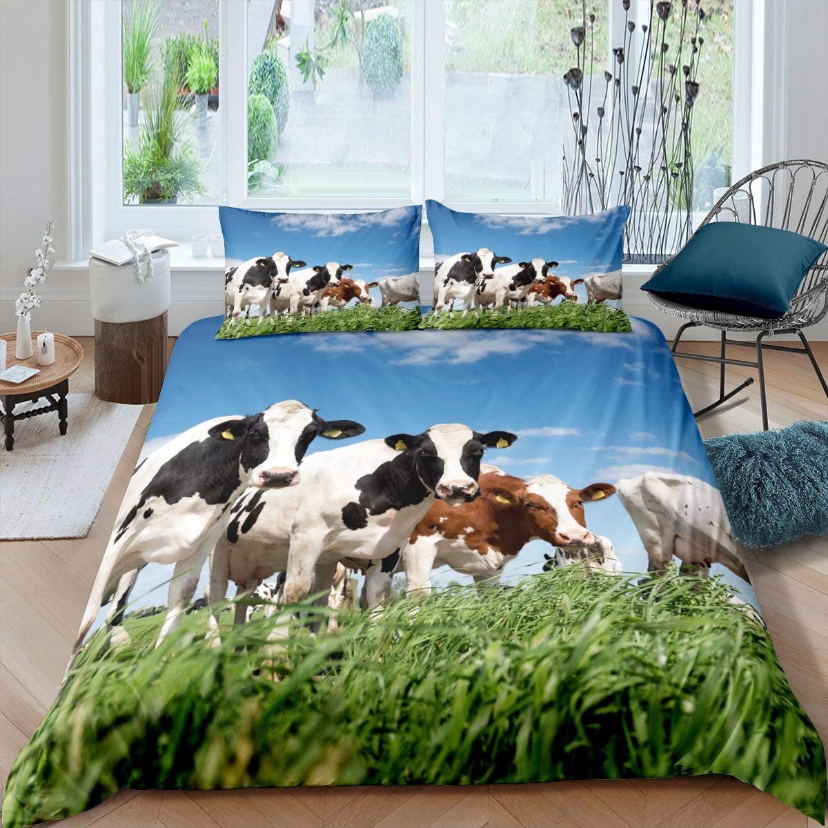 Omgoods - Duvet Cover Set met Koeienprint voor Kinderen