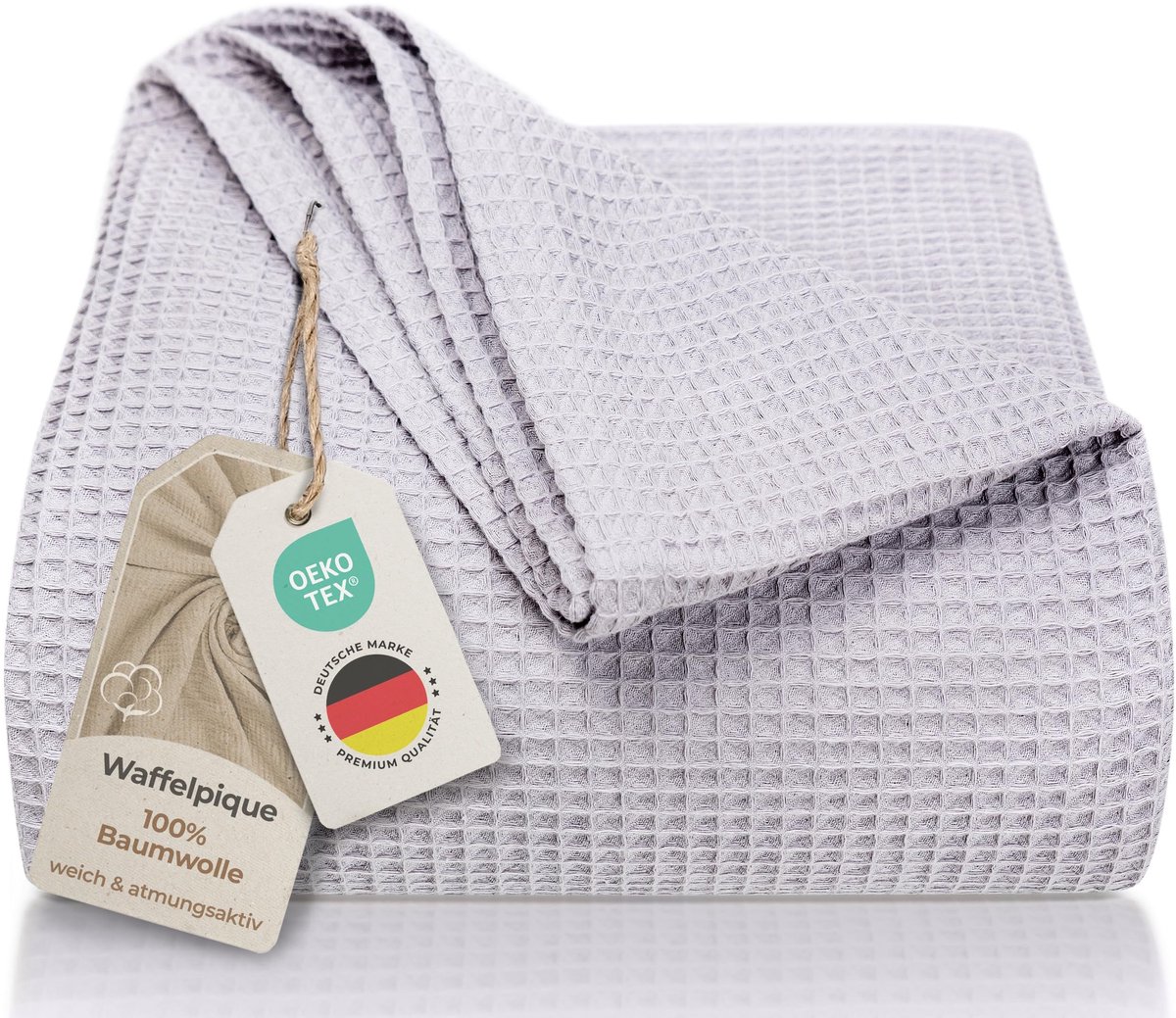 Omgoods - Premium Bedsprei 150 x 200 cm - 100% Katoen Waffle Binding in Grijs