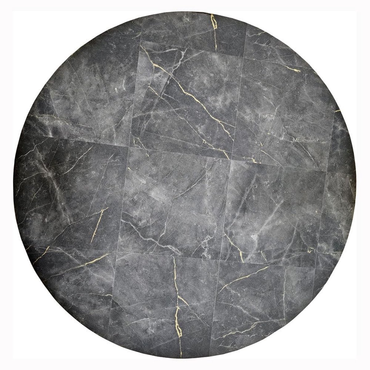 Omgoods - Ronde Vinyl Vloerkleed 100 cm Anthraciet Marmerpatroon