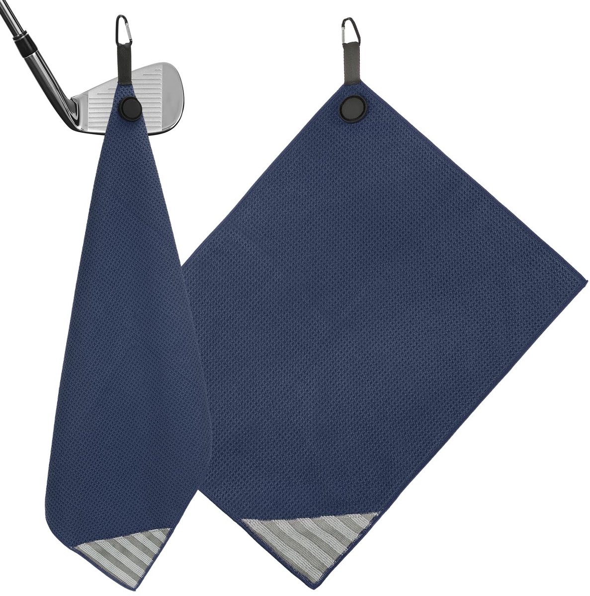 Omgoods - Magnetische Golfhanddoek - 50,8 x 40,6 cm, 2 Stuks, Donkerblauw