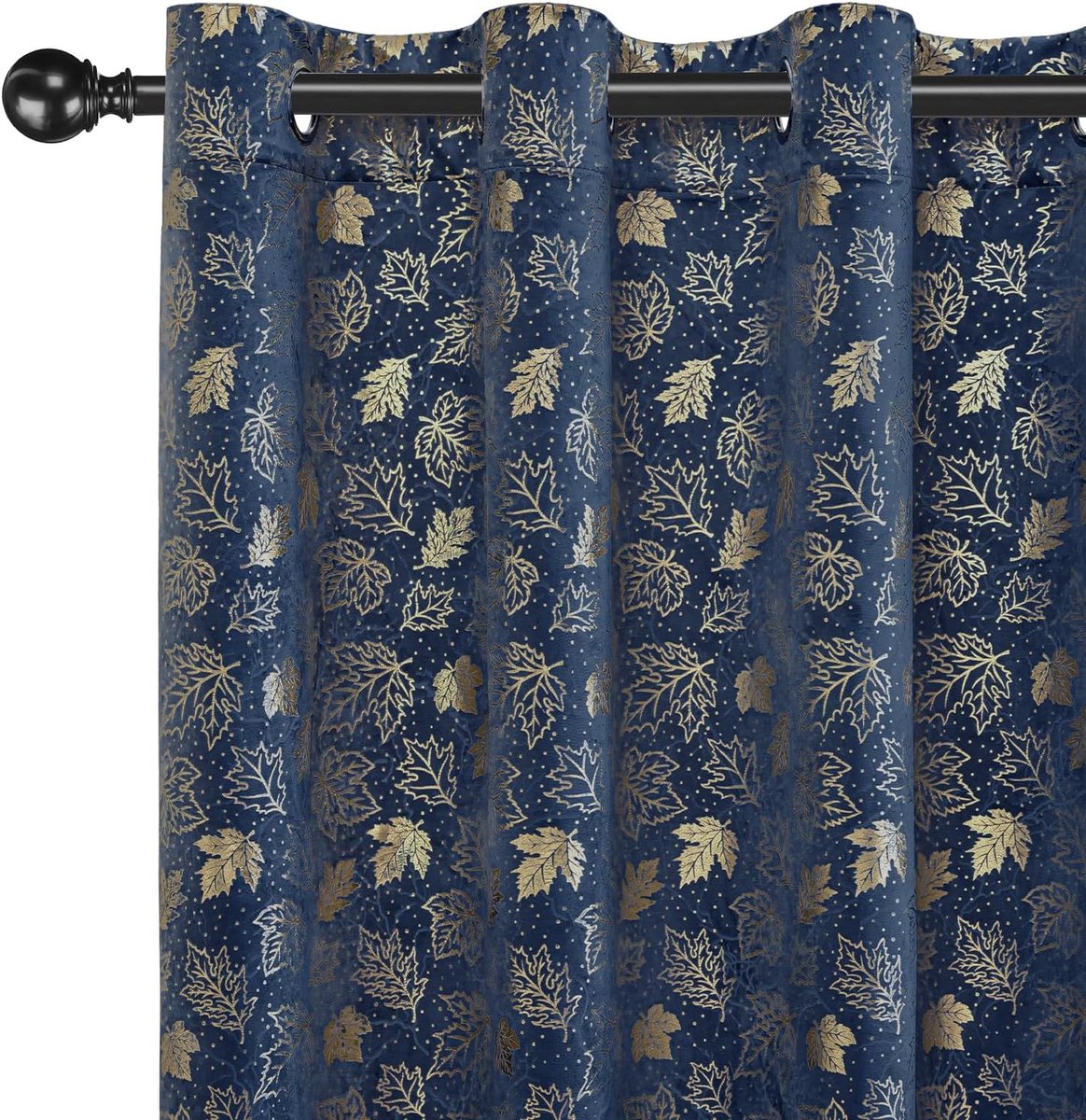 Gordijnen Set Van 2, 140x200cm, Ondoorzichtig Warmte-Isolerende Thermische Gordijnen Met Ringen, Geluidsbescherming, Voor Slaapkamer Woonkamer, Marineblauw