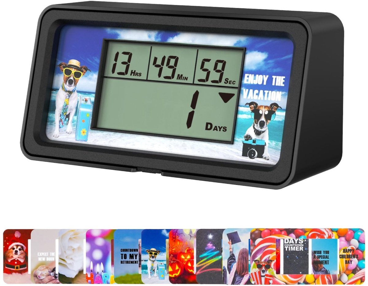 Omgoods - Digitale Countdown Timer 9999 Dagen - Met Waarschuwingskaarten