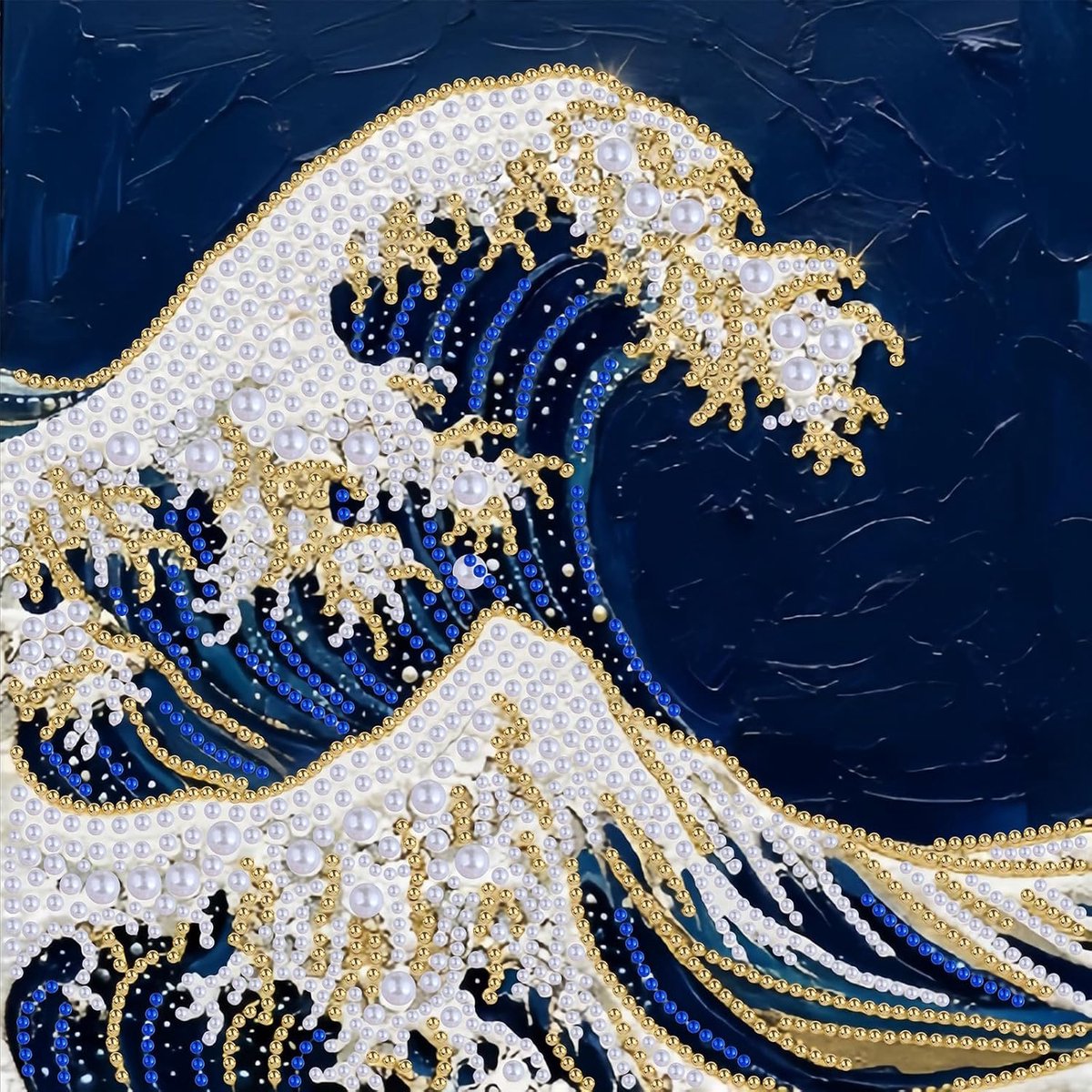 Golven Parel Diamond Painting voor volwassenen, 5D-kralen, landschap, diamantschilderij, afbeeldingen, beginners, doe-het-zelf, kristal, diamantschilderij, geschenken, woondecoratie, 25 x 25
