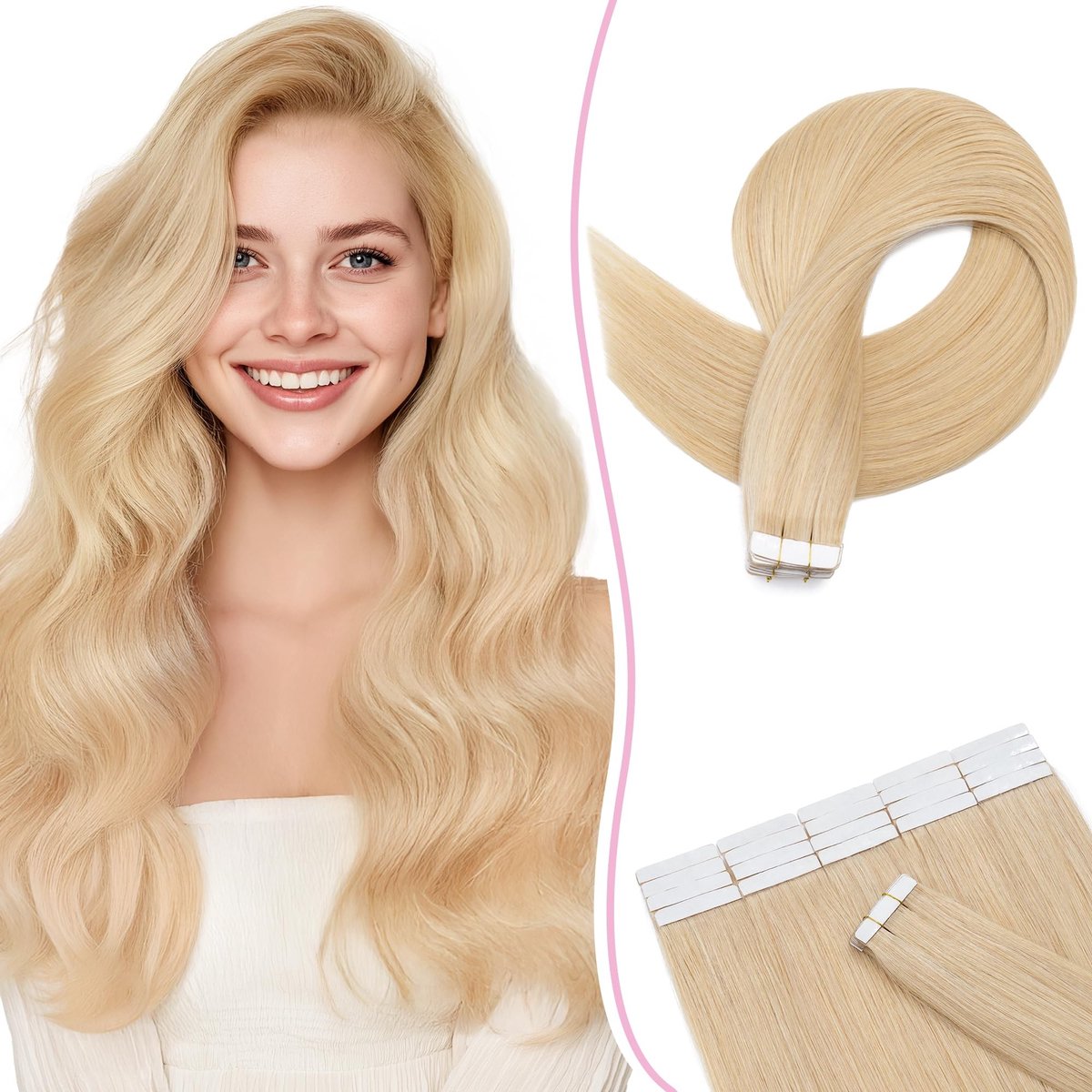 Omgoods - Pack van 20 Tape-in Echte Haar Extensions - Roodbruin, 25 cm