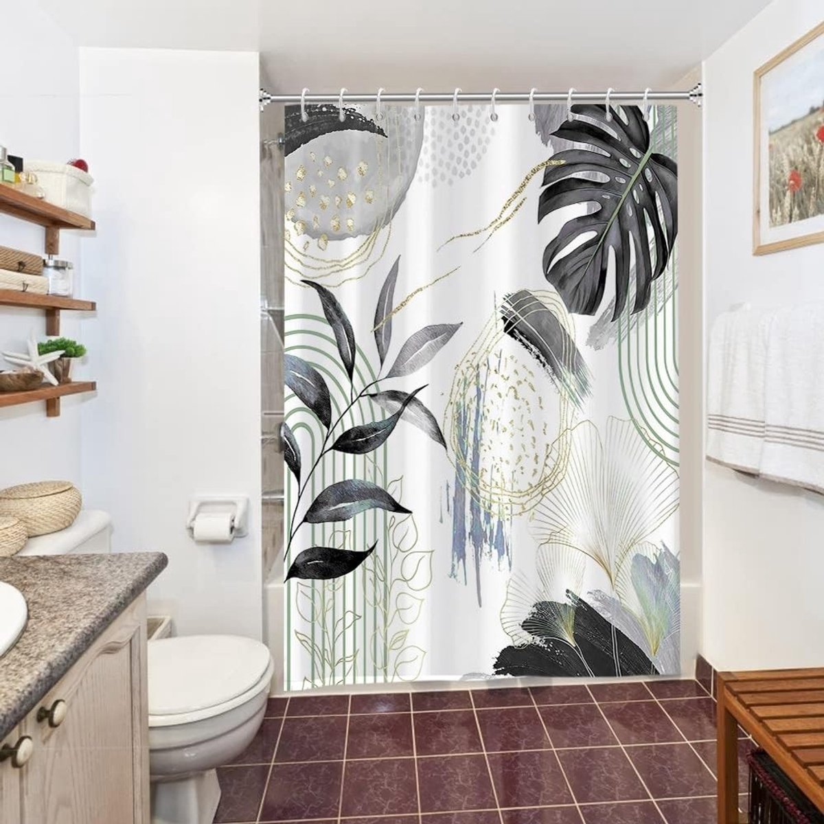 Omgoods - Douchegordijn 150x180 cm met Tropisch Palmen Motief