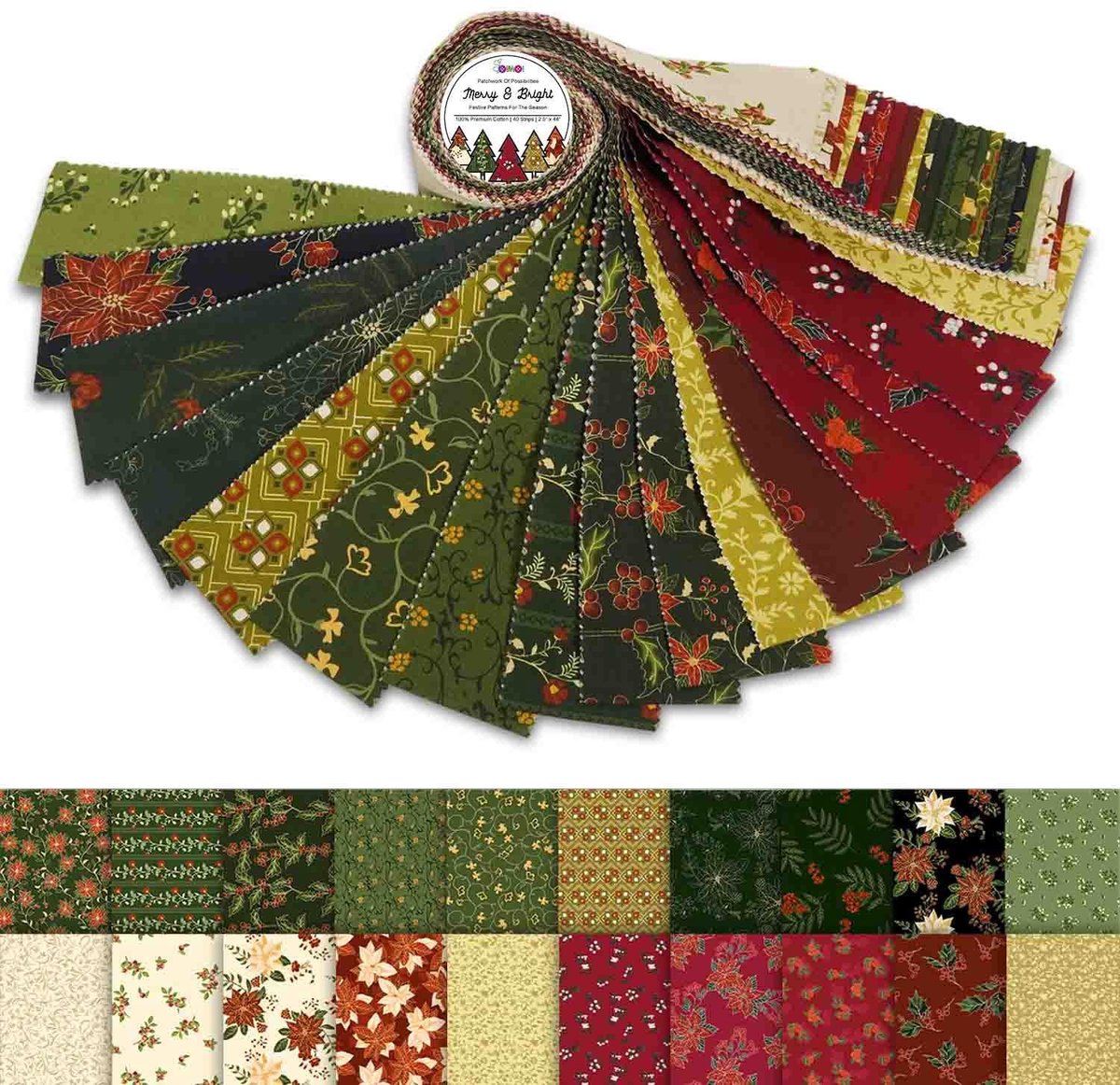 Omgoods - Jelly Roll Stofbundels - 40 Pre-cut Katoenen Strips voor Quilting en Creatieve Projecten