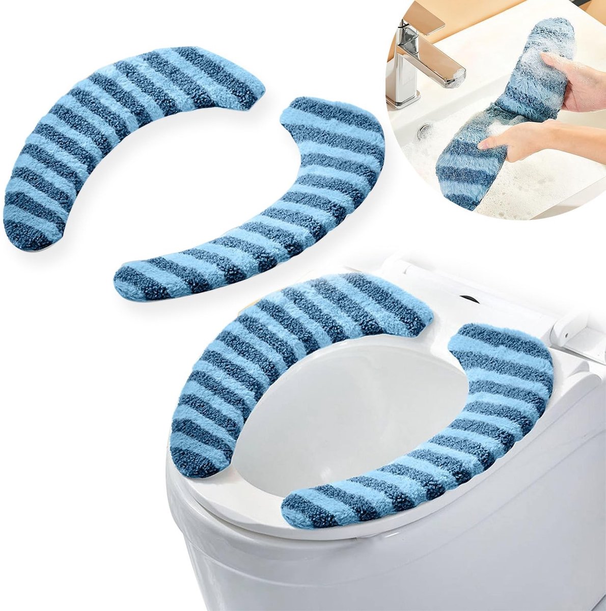Omgoods - Wasbaar Warm Toiletzitkussen - Pluche Toiletzitting met Antislip Mat voor Gemakkelijk Onderhoud