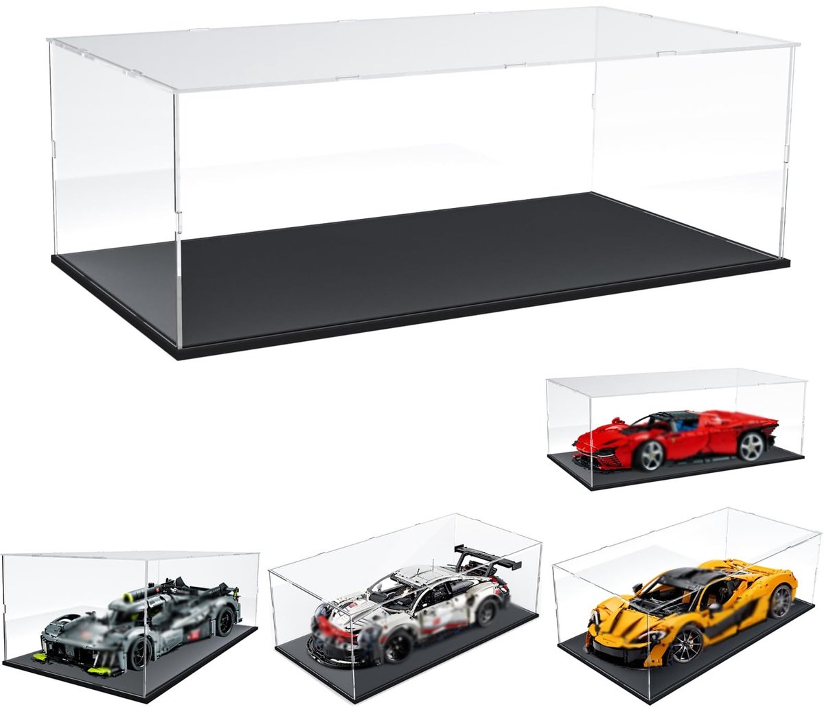 Omgoods - Lego Ferrari Daytona SP3 en McLaren P1 Display Case - Transparante Stofvrije Box