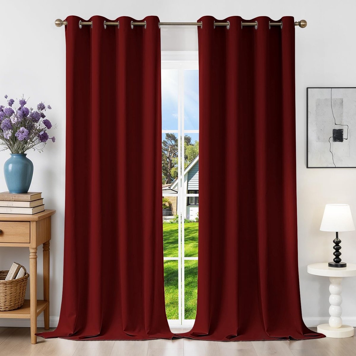 Omgoods - Thermal Blackout Gordijn Rood - 140 x 260 cm, Set van 2
